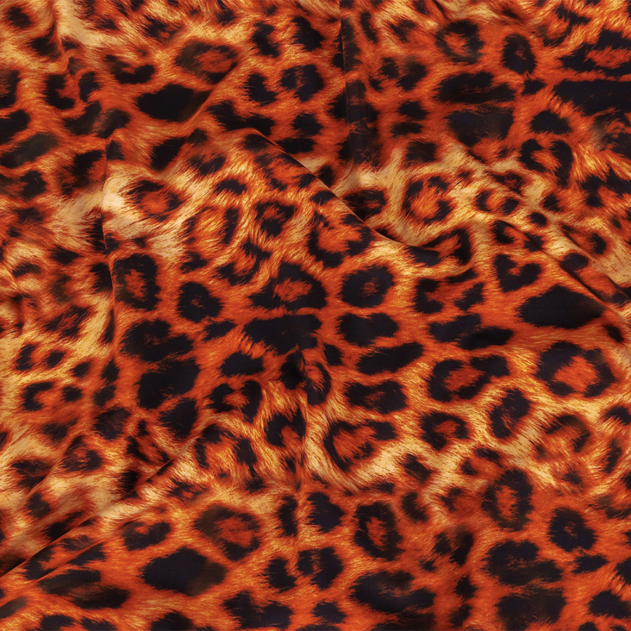 Orange Cheetah Spots Caye UV Protective Compression Swimwear Tricot with Aloe Vera Microcapsules | Mood Fabrics