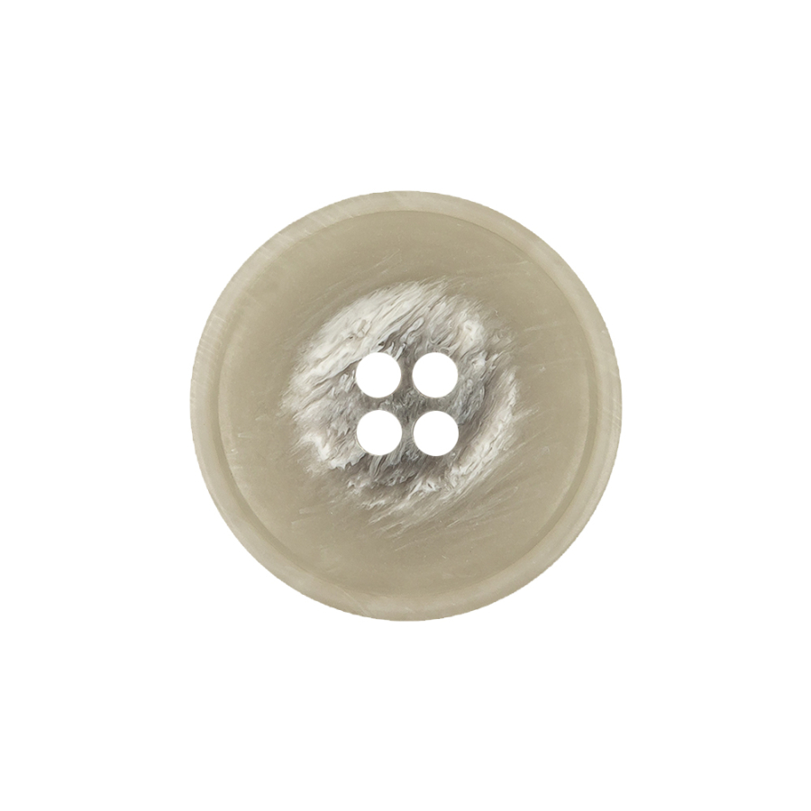 Italian Light Gray and White Striated 4-Hole Plastic Button - 36L/23mm | Mood Fabrics