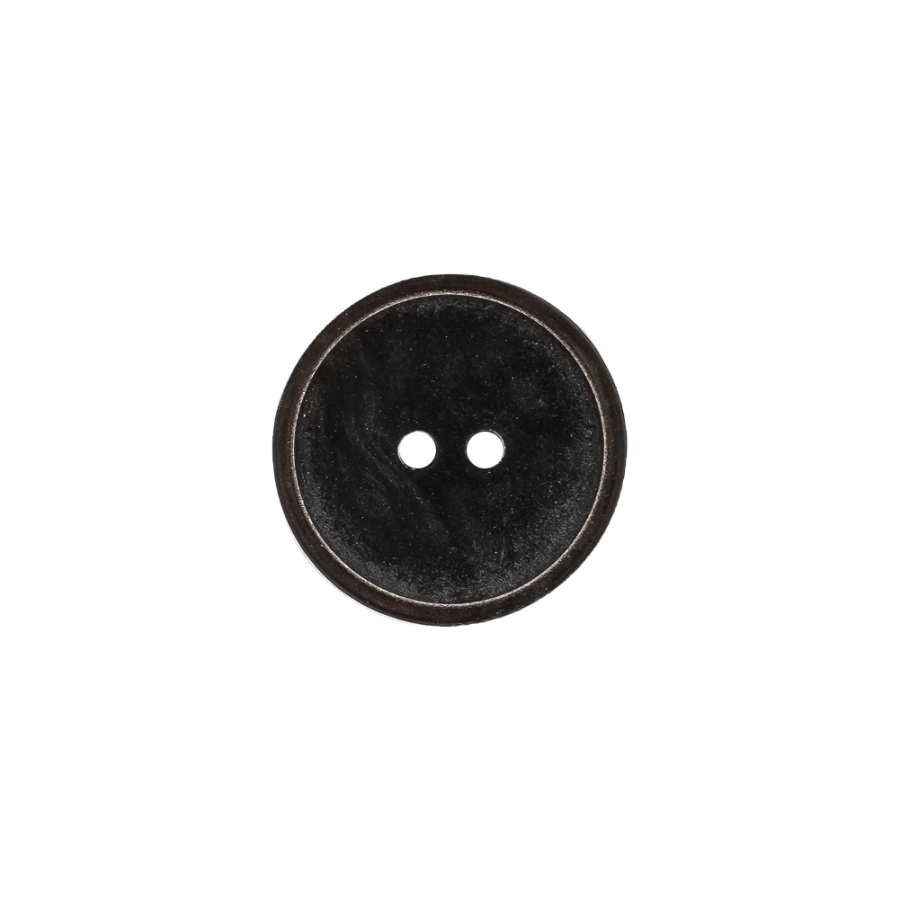 Matte Charcoal Narrow Rim 2-Hole Plastic Button - 24L/15mm | Mood Fabrics