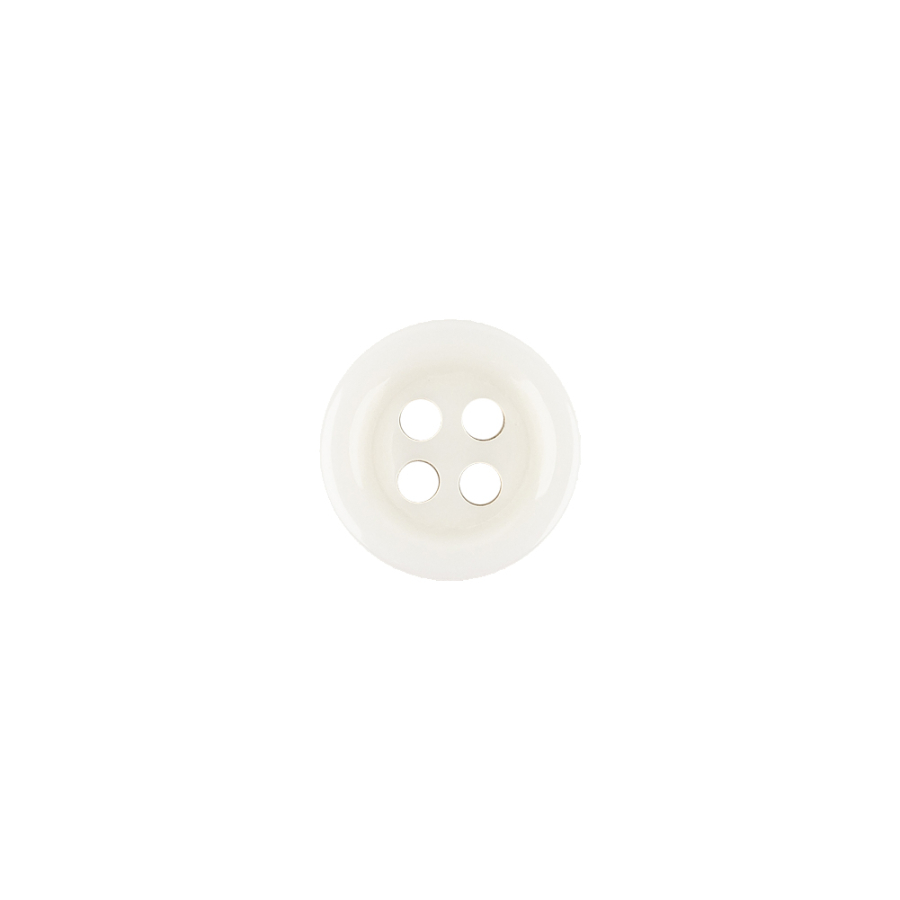 Milky White Tire Shaped Rim 4-Hole Plastic Button - 17L/10.5mm | Mood Fabrics