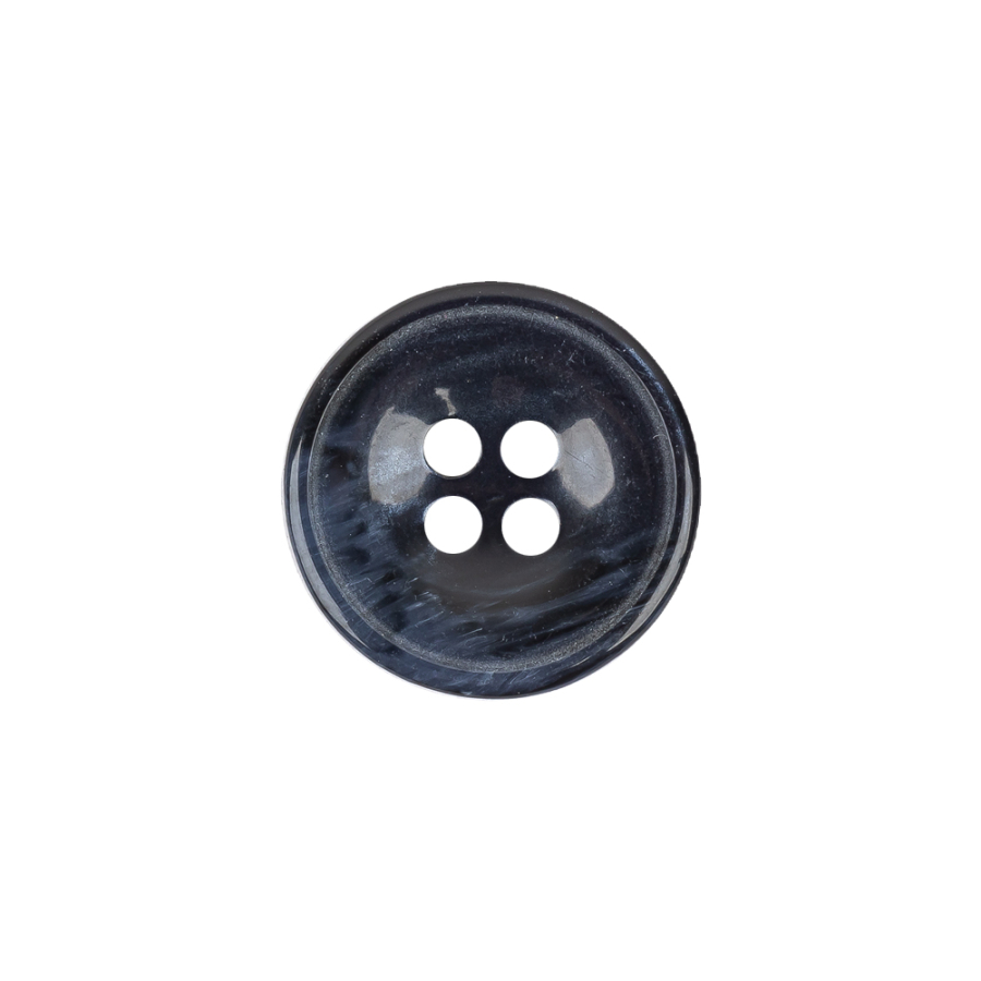 Navy and Black Iridescent Swirls 4-Hole Plastic Saucer Button - 28L/18mm | Mood Fabrics