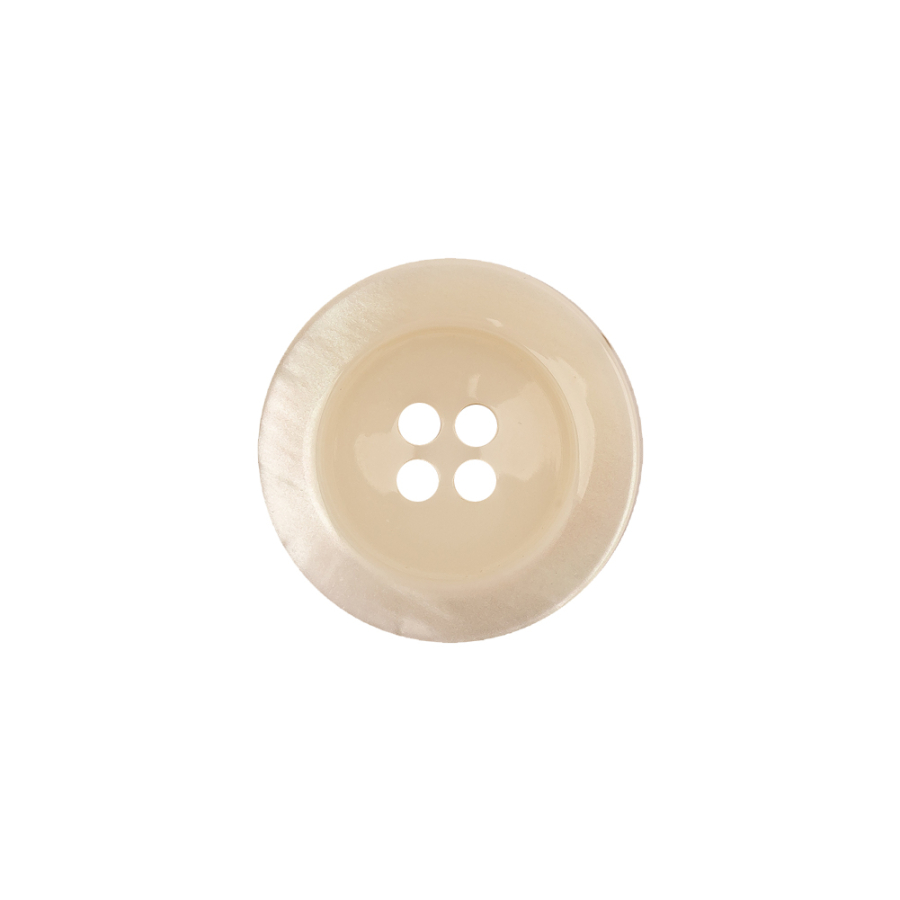 Italian Translucent Antique White Semi-Iridescent 4-Hole Plastic Blazer Button - 28L/18mm | Mood Fabrics