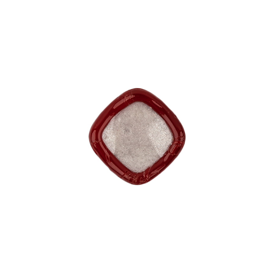 Speckled White and Red Enameled Shank Back Glass Button - 22L/14mm | Mood Fabrics