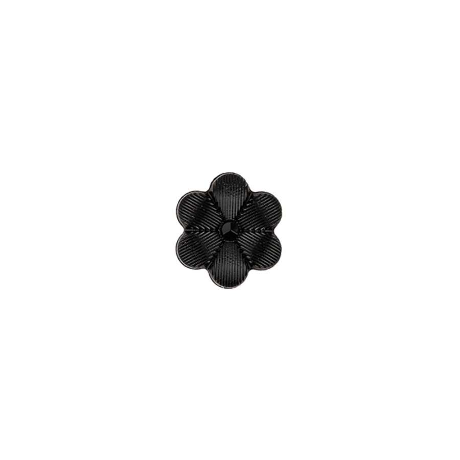Italian Black Flower Shank Back Nylon Button - 17L/10.5mm | Mood Fabrics