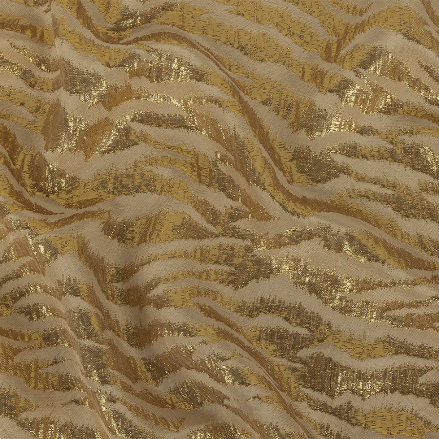 Phillip Lim Frosted Almond and Metallic Gold Zebra Stripes Brocade | Mood Fabrics