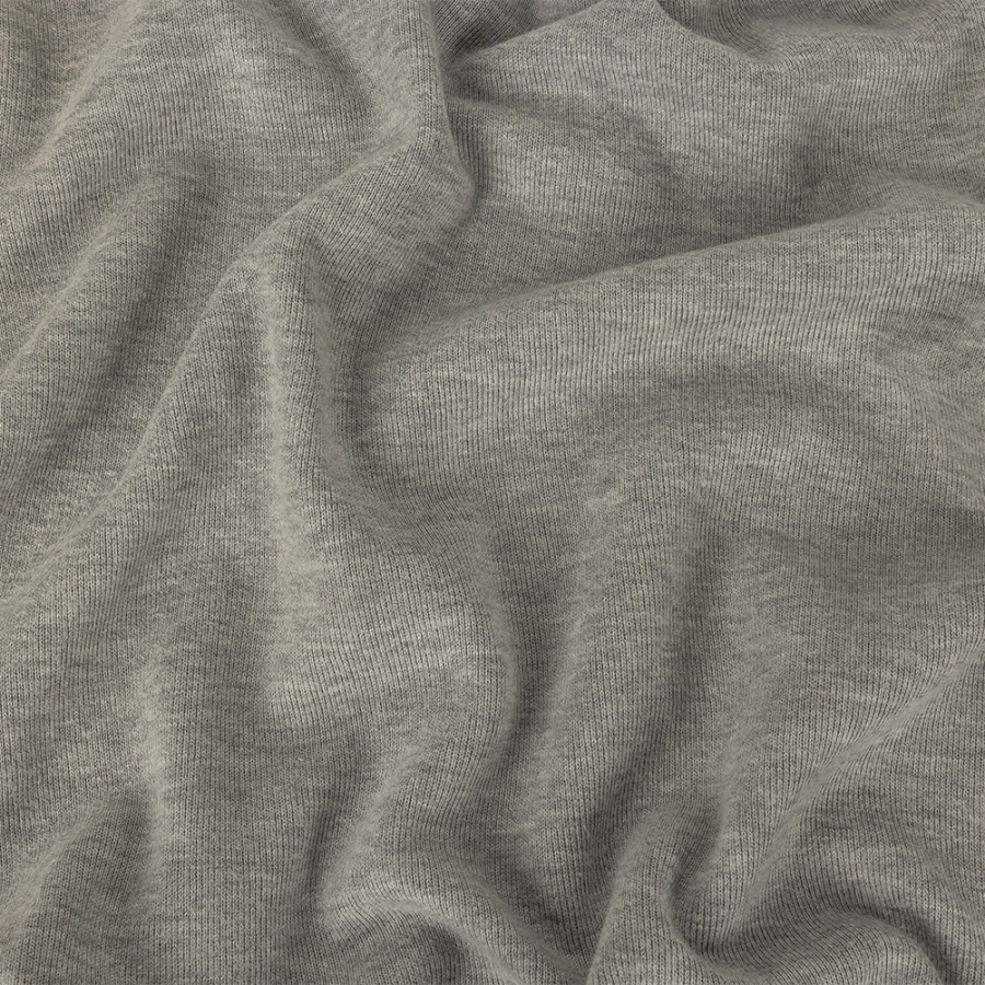 Heathered Drizzle Peached Polyester and Cotton 1x1 Rib Knit | Mood Fabrics