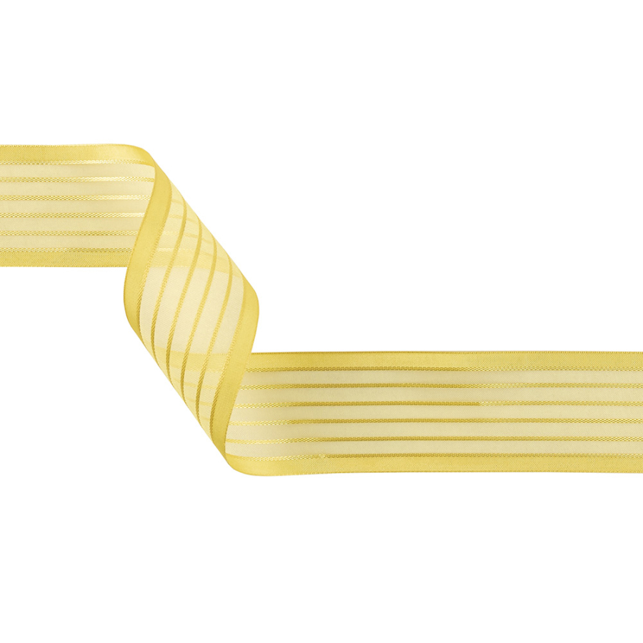 Yellow Striped Sheer Ribbon with Opaque Borders - 1.5 | Mood Fabrics