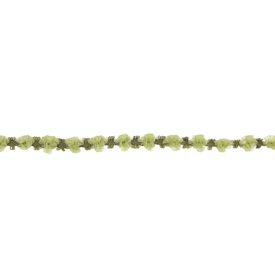 Olive and Lime Organza Ribbon Flowers Trim - 0.5 | Mood Fabrics