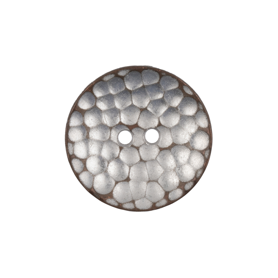 Italian Silver Iron Geometric 2-Hole Metal Saucer Button - 36L/23mm | Mood Fabrics