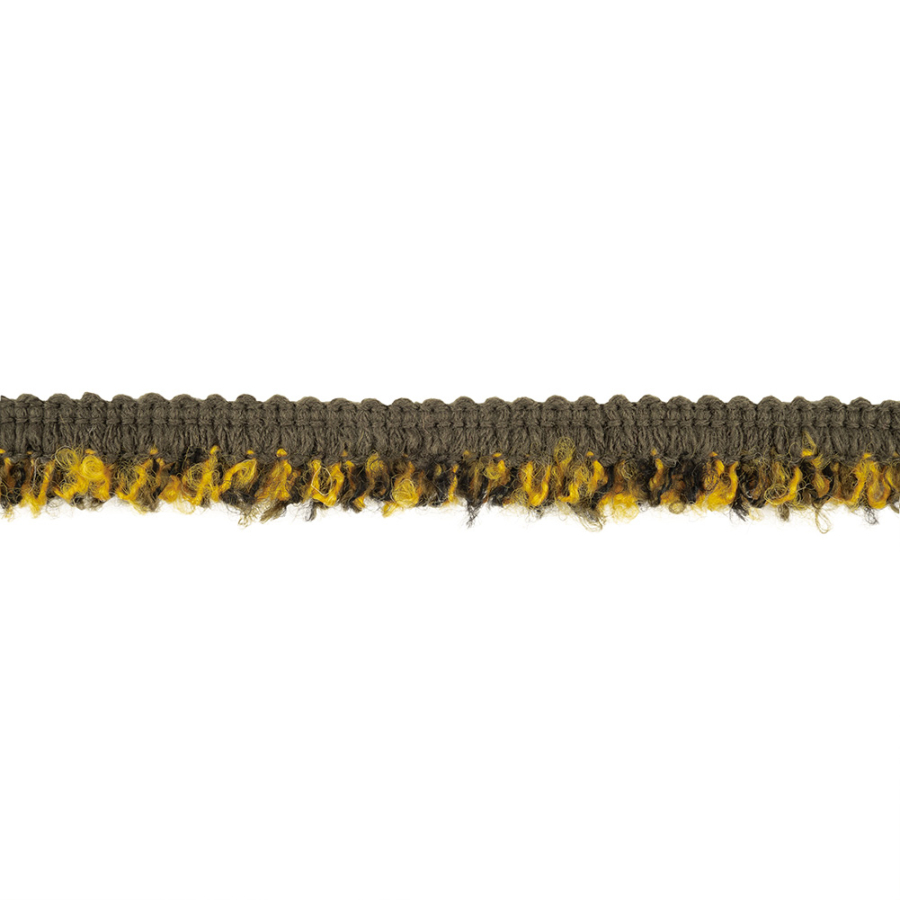 Wren, Black, and Mustard Boucle Looped Fringe Trim - 0.625 | Mood Fabrics