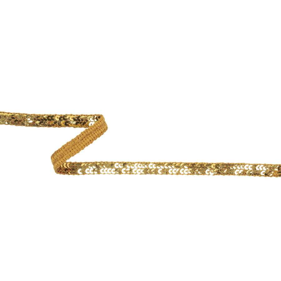 Metallic Gold Two Row Baby Sequins Trim - 0.375 | Mood Fabrics