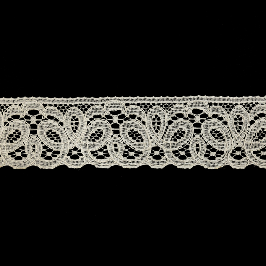 White Leaf-Like Loops Corded Lace Trim - 3.25" | Mood Fabrics