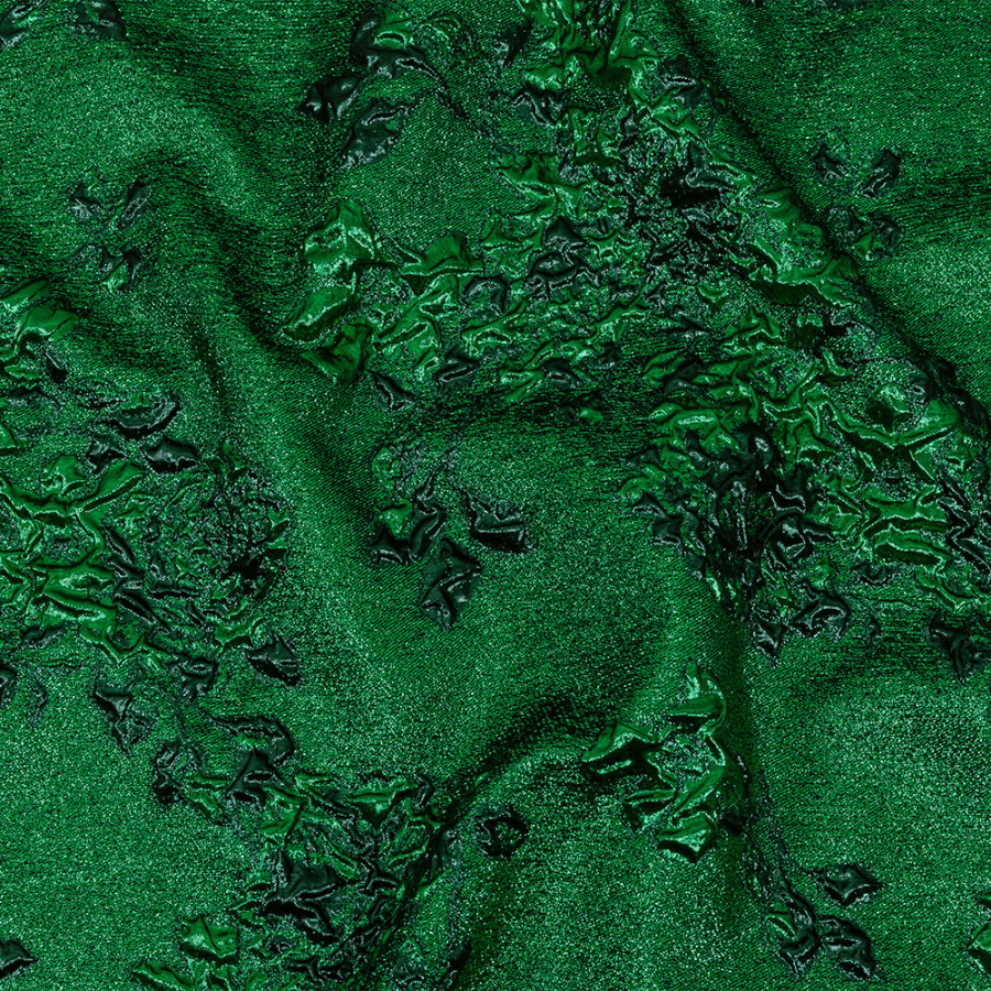 Metallic Emerald and Forest Floral Luxury Brocade | Mood Fabrics