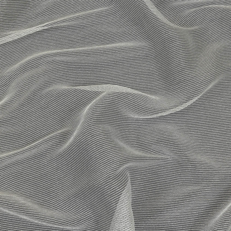 Metallic Silver and White Textural Stripes Luxe Novelty Mesh | Mood Fabrics