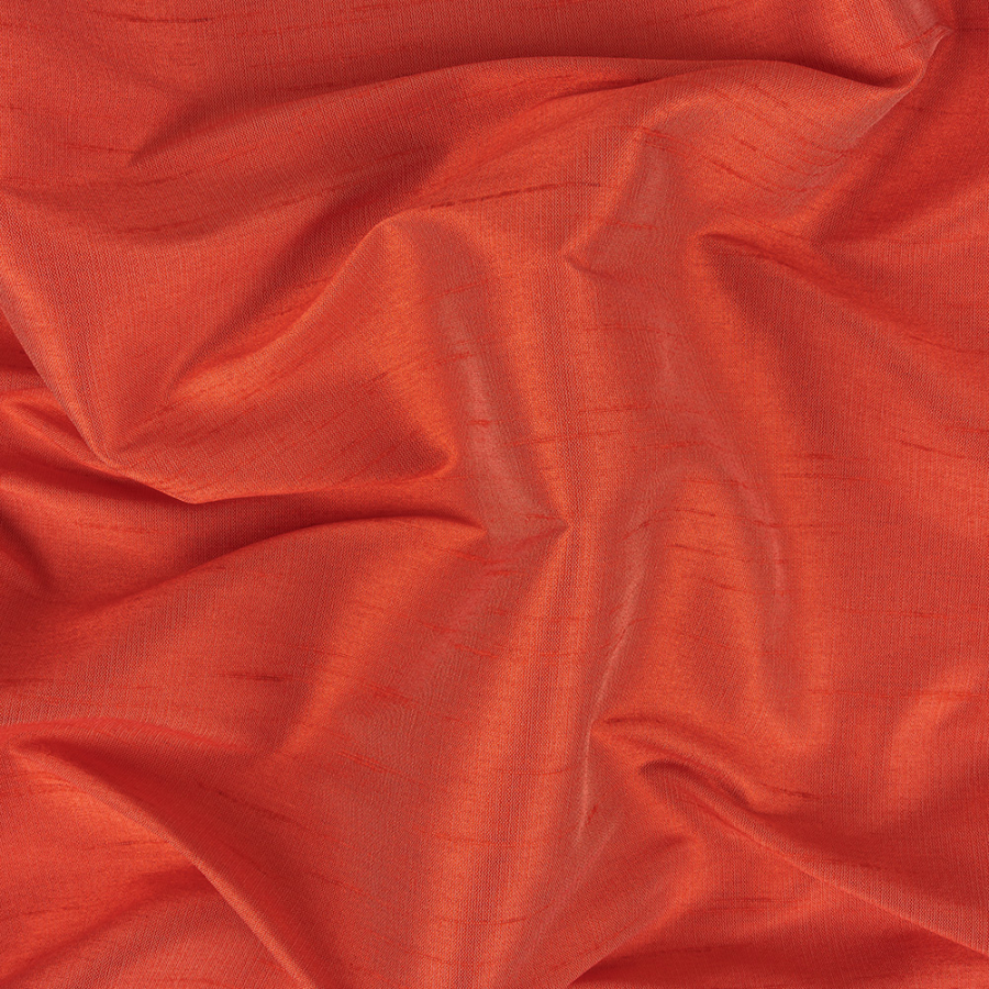 Eirian Hot Coral Polyester Shantung | Mood Fabrics
