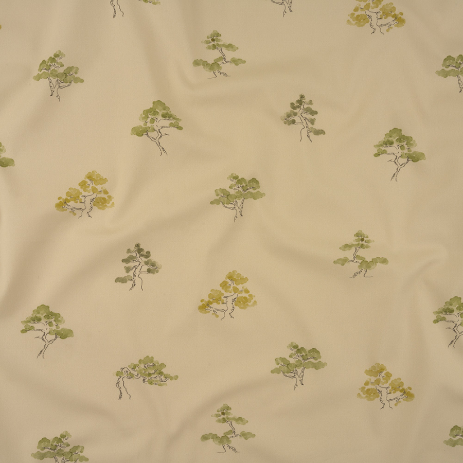 Mood Exclusive Pristine Happy Little Trees Stretch Cotton Twill | Mood Fabrics