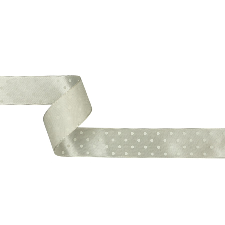 White on White Polka Dot Satin Ribbon - 1" | Mood Fabrics