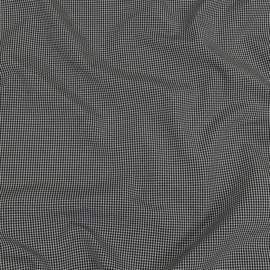 Black and White Tiny Checks Cotton and Polyester Shirting | Mood Fabrics