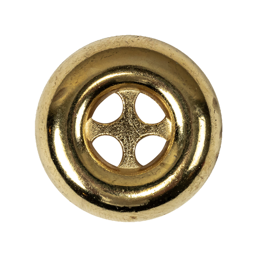Italian Gold 4-Hole Deepwell Metal Button - 44L/28mm | Mood Fabrics