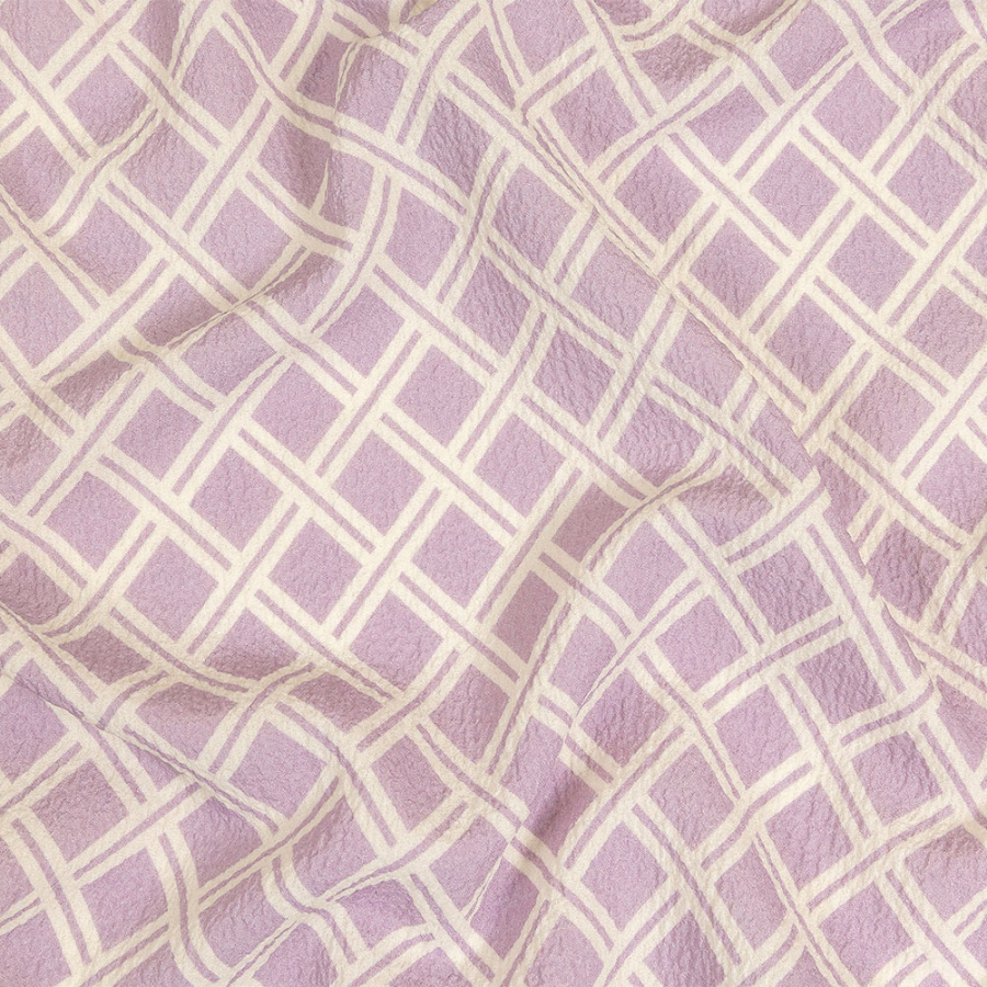 Mood Exclusive Lavender Lattice Status Stretch Polyester Seersucker | Mood Fabrics