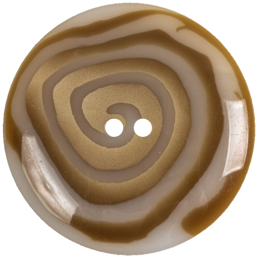 Translucent White and Caramel Uneven Swirl 2-Hole Plastic Button - 70L/44.5mm | Mood Fabrics
