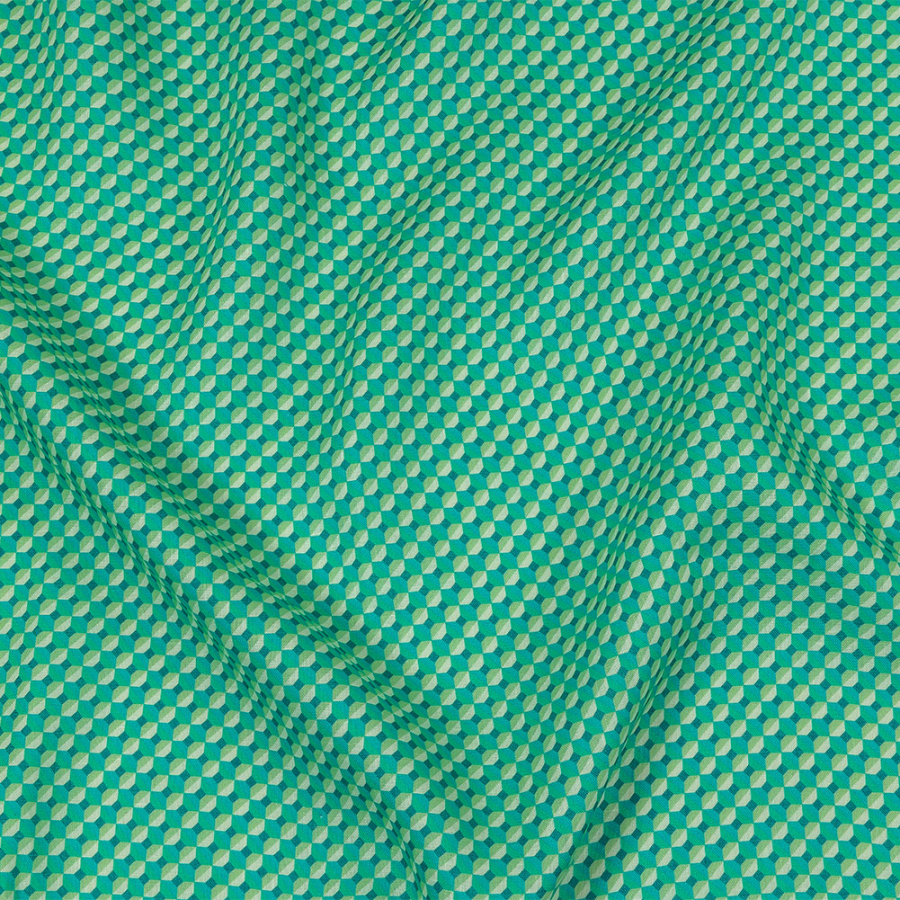 Teal and Lime Geometric Medium Weight Linen Woven | Mood Fabrics