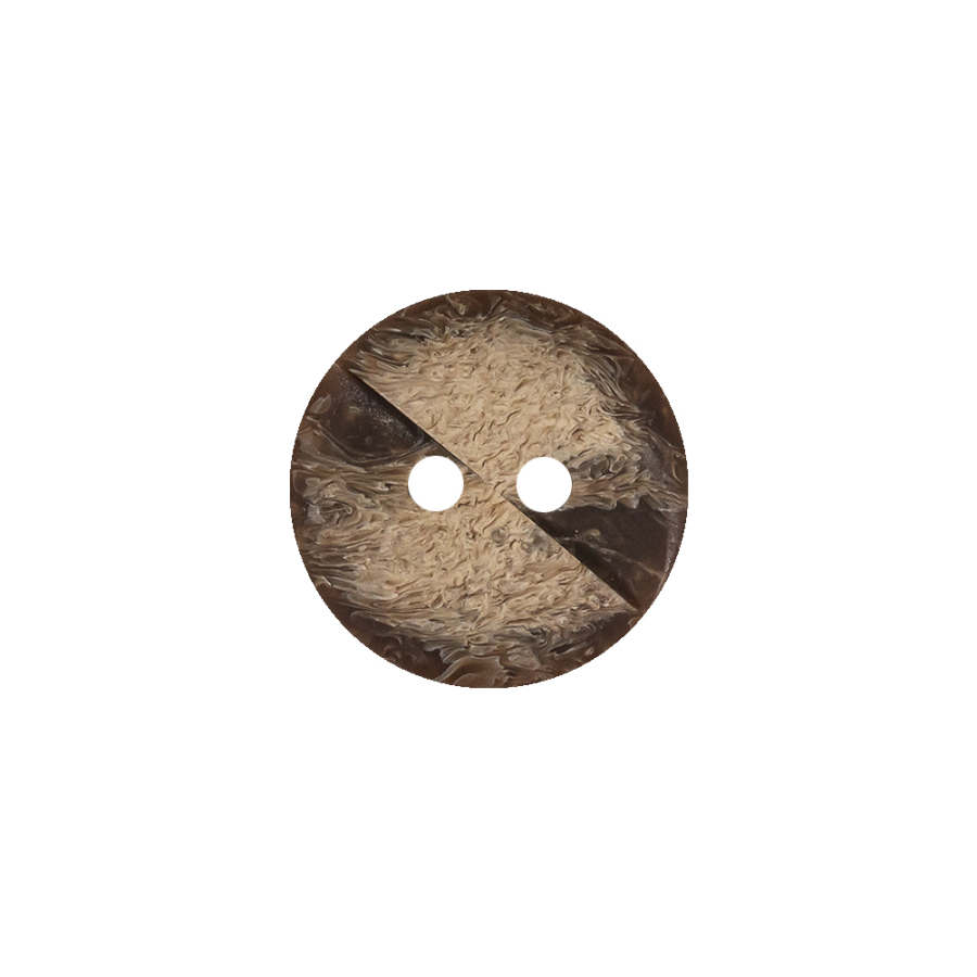 Bracken and Travertine Brown Geometric Carved 2-Hole Wood Button - 25L/16mm | Mood Fabrics