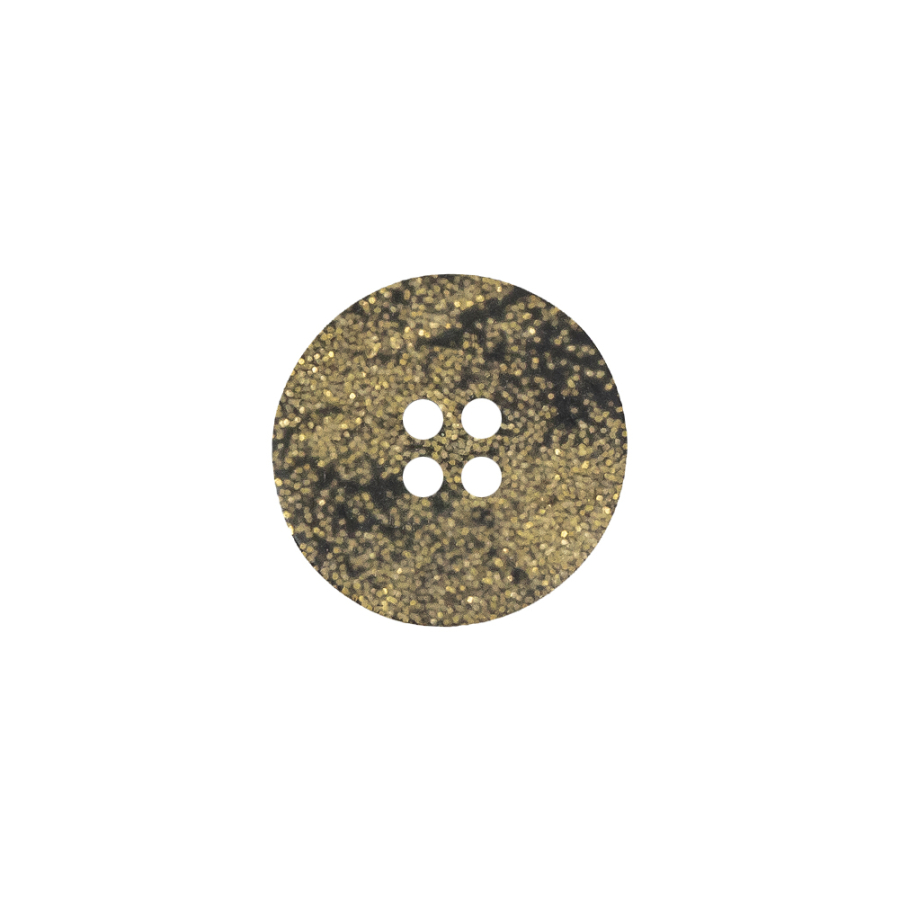 Black and Gold Glitter 4-Hole Plastic Button - 24L/15mm | Mood Fabrics