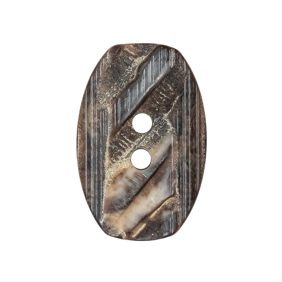 Gray and Brown Wood-Look Oval 2-Hole Plastic Button - 44L/28mm | Mood Fabrics