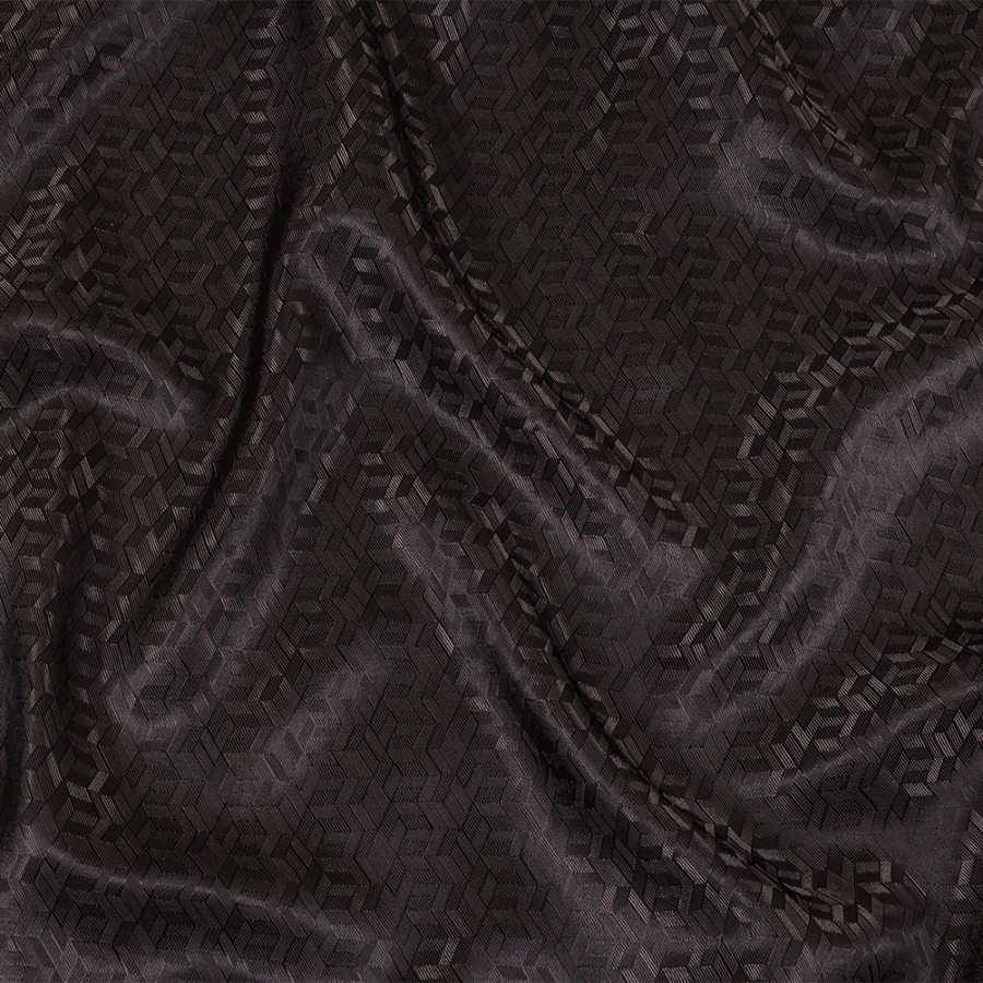 Black and Charcoal Faux 3D Boxes Jacquard Lining | Mood Fabrics