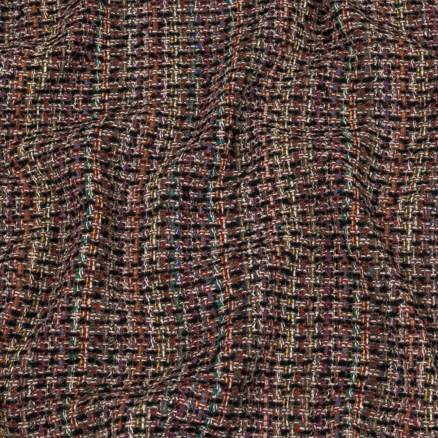 Italian Black, Beige and Rainbow Blended Wool Tweed | Mood Fabrics