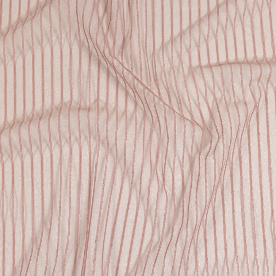 Elsinore Dusty Rose Embroidery Striped Tulle | Mood Fabrics