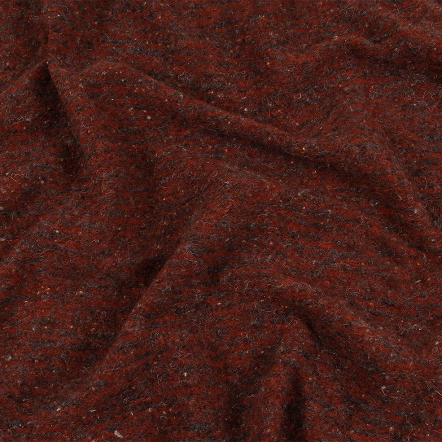 Rooibos Tea, Gray and Beige Speckled Fuzzy Blended Wool Single Faced Fleece Knit | Mood Fabrics