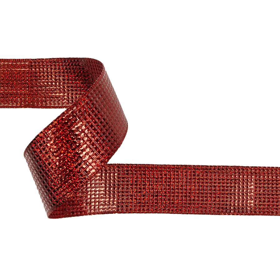 Metallic Red Iridescent Wire Edged Ribbon - 1.5 | Mood Fabrics