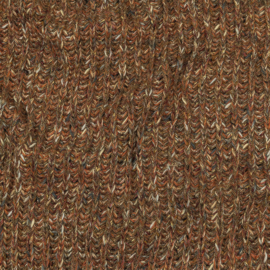 Salmon, Tan and Deep Magenta Tweedy Blended Wool Ribbed Sweater Knit | Mood Fabrics