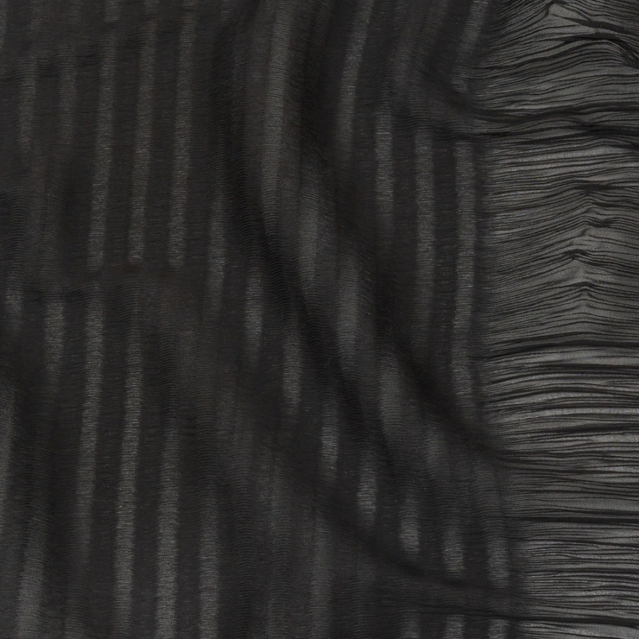 The Row Italian Black Pleated Stripes Polyester Chiffon | Mood Fabrics