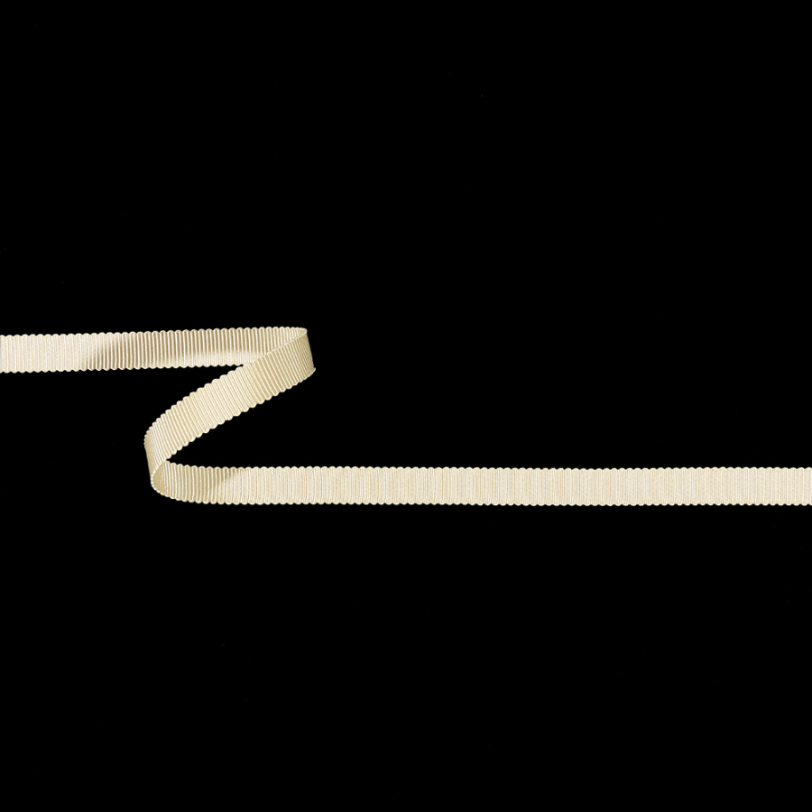 Almond Milk Recycled Polyester Petersham Grosgrain Ribbon - 9mm | Mood Fabrics