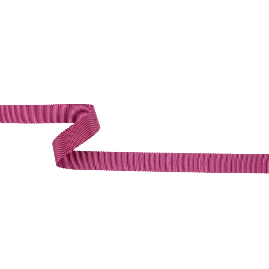 Dark Pink Recycled Polyester Petersham Grosgrain Ribbon - 15mm | Mood Fabrics