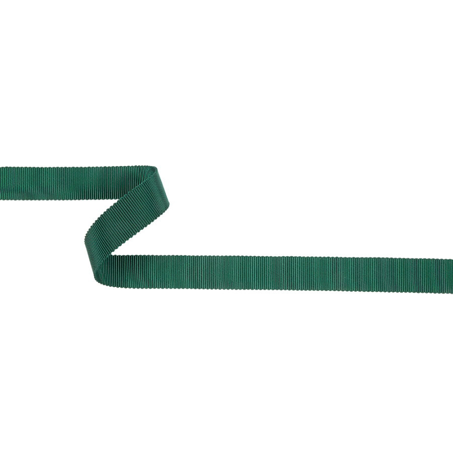 Emerald Recycled Polyester Petersham Grosgrain Ribbon - 15mm | Mood Fabrics