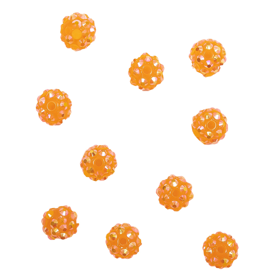 Orange AB Rhinestone and Resin Faceted 12mm Beads - 10pc | Mood Fabrics