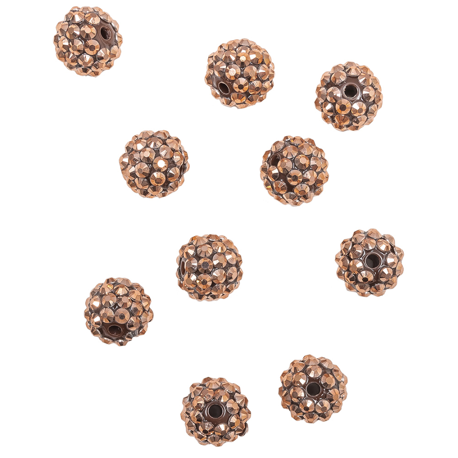 Copper Rhinestone and Resin Faceted 14mm Beads - 10pc | Mood Fabrics
