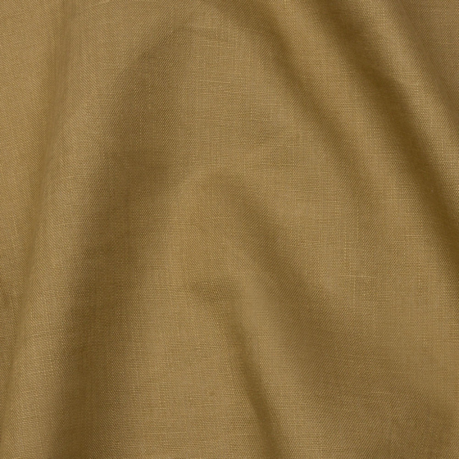 Famous Australian Designer Khaki Medium Weight Linen Woven with White Fused Backing | Mood Fabrics
