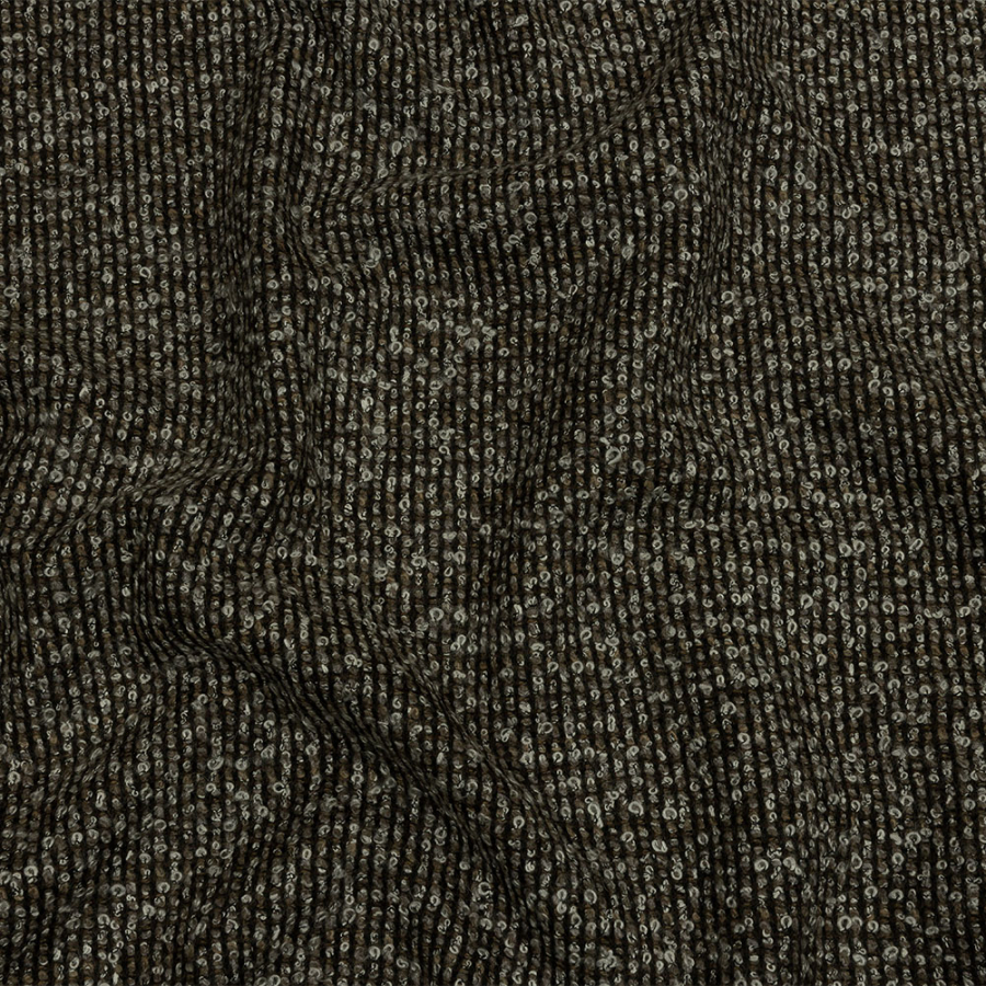 Thom Browne White, Brown and Taupe Striped Blended Wool Knit Boucle | Mood Fabrics