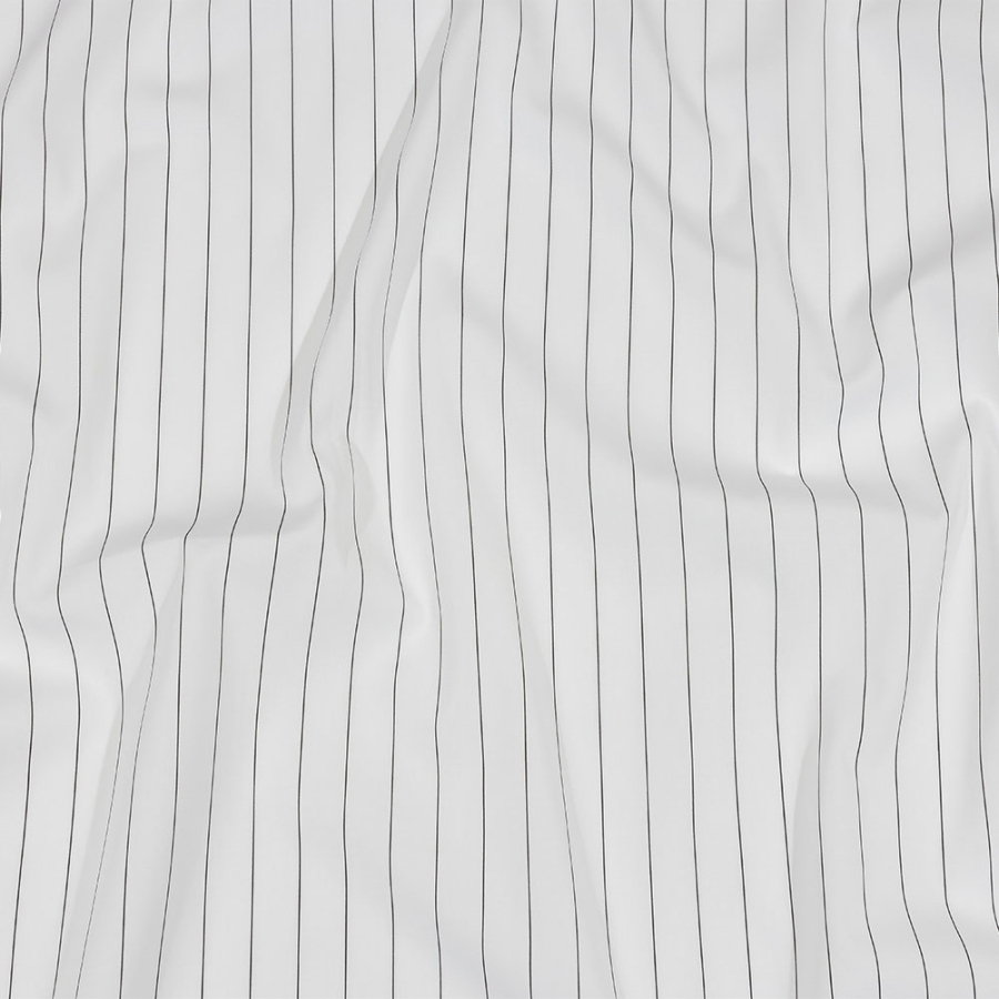Balenciaga Italian Black and White Pinstriped Cotton Poplin | Mood Fabrics