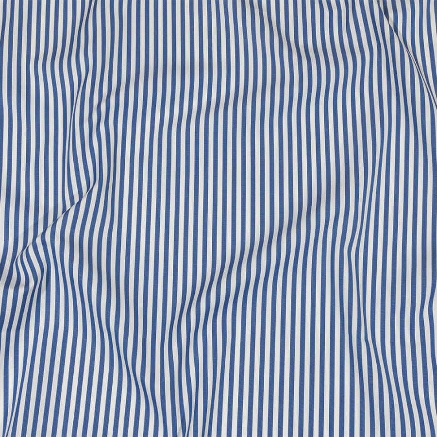Balenciaga Italian Blue and White Candy Striped Cotton Poplin | Mood Fabrics