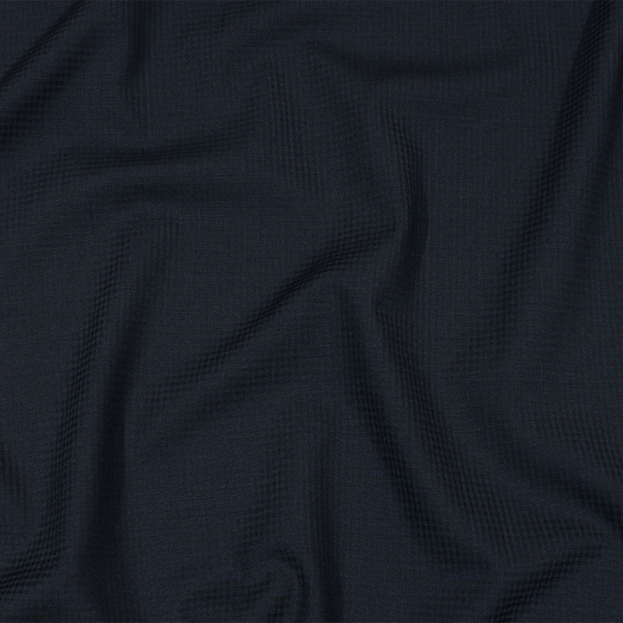 Balenciaga Italian Navy Shadow Check Stretch Blended Virgin Wool Suiting | Mood Fabrics