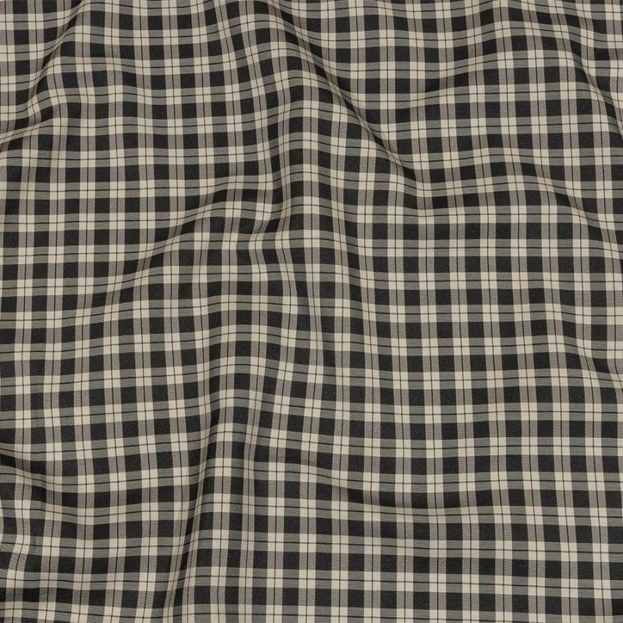 Balenciaga Italian Beige and Black Checks Cotton and Polyester Twill | Mood Fabrics
