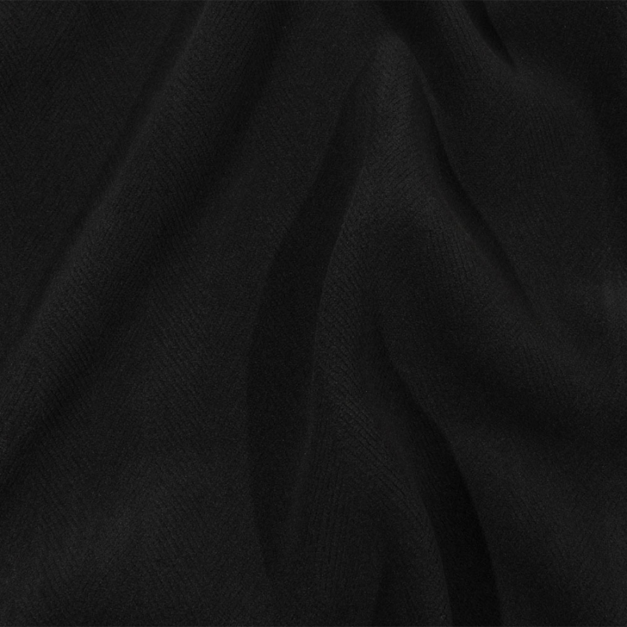 Balenciaga Italian Black Herringbone Brushed Virgin Wool Coating | Mood Fabrics