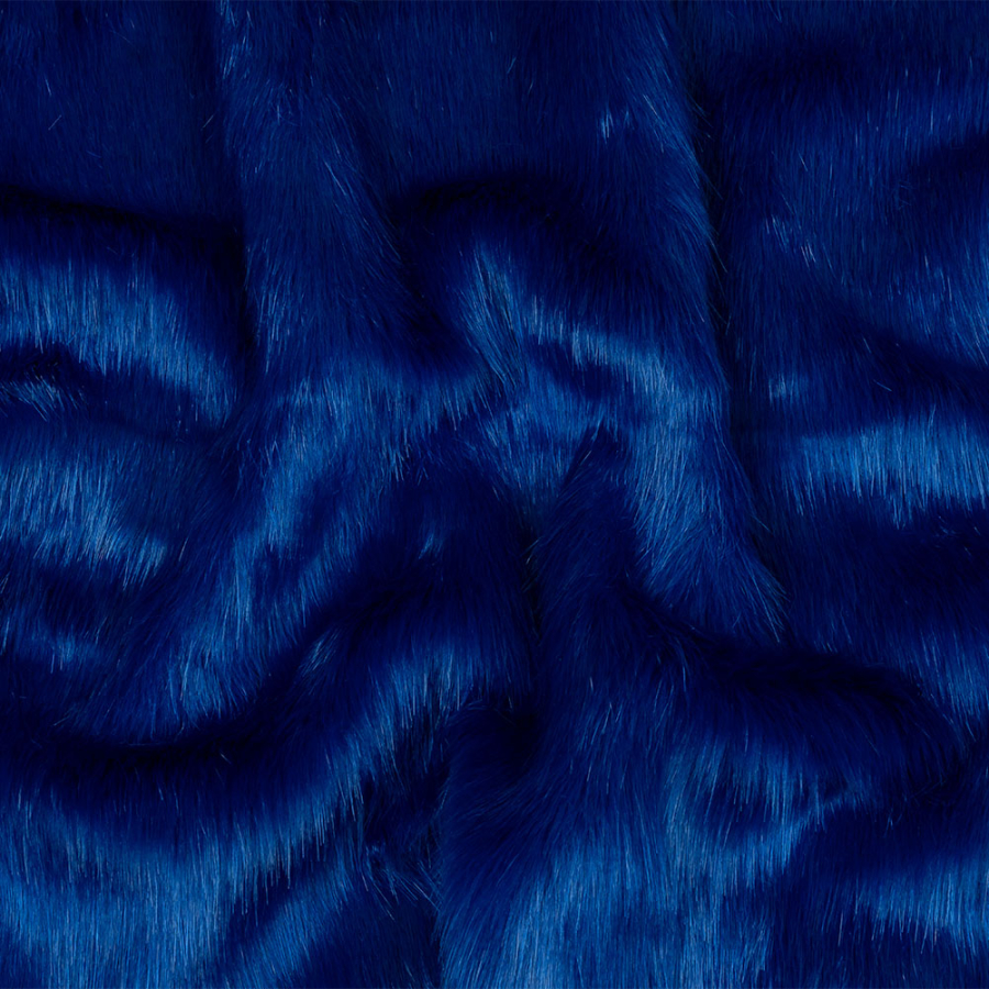 Royal Blue and SIlver Speckled Luxury Faux Fur | Mood Fabrics