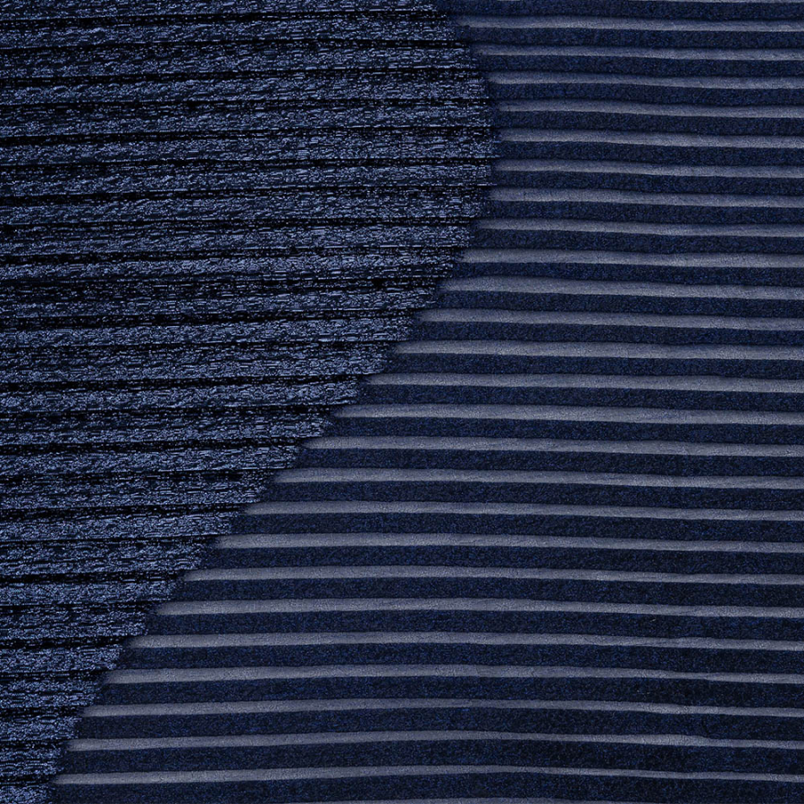 Metallic Navy Blue Waves Pleated Luxury Burnout Brocade | Mood Fabrics